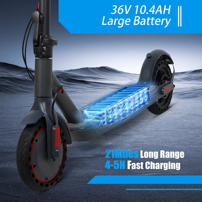 LP80 Electric Scooter 36V 10.4Ah Big Battery 350W 15Miles Long Range 19Mph Foldable 8.5Inch Smart City Commuter Escooter