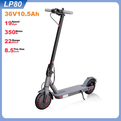 LP80 Electric Scooter 36V 10.4Ah Big Battery 350W 15Miles Long Range 19Mph Foldable 8.5Inch Smart City Commuter Escooter